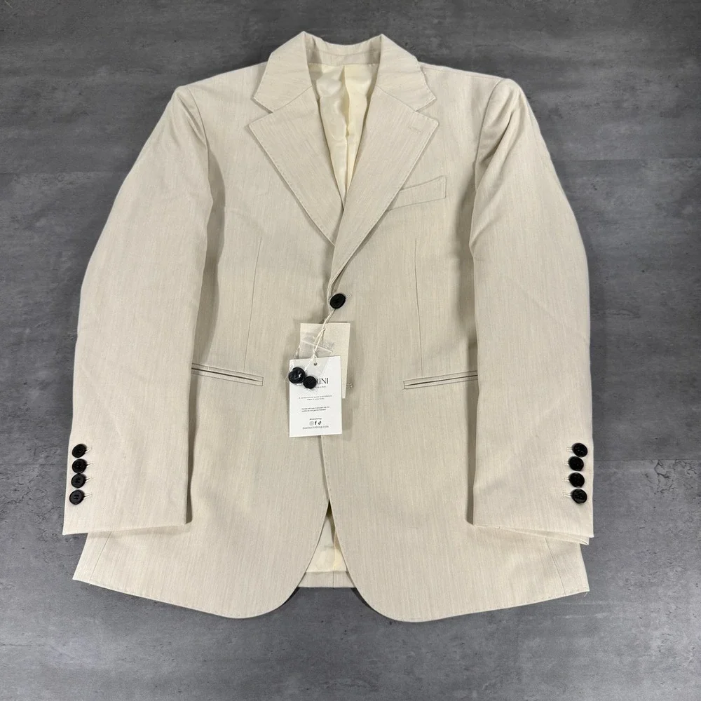 Marini Blazer Mens M JSN939 Beige Single Breasted Textured NEW Linen Blend $209